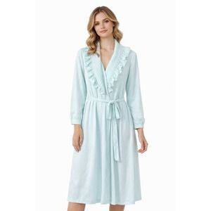 Miss Elaine Vtg 70s Blue Robe  Women's Sz M Union Made New Old Stock Mothers Day